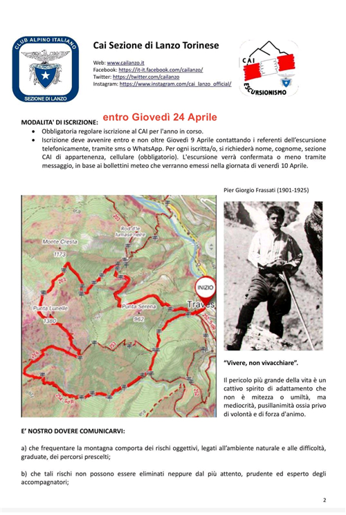 Escursione organizzata dal CAI di Lanzo