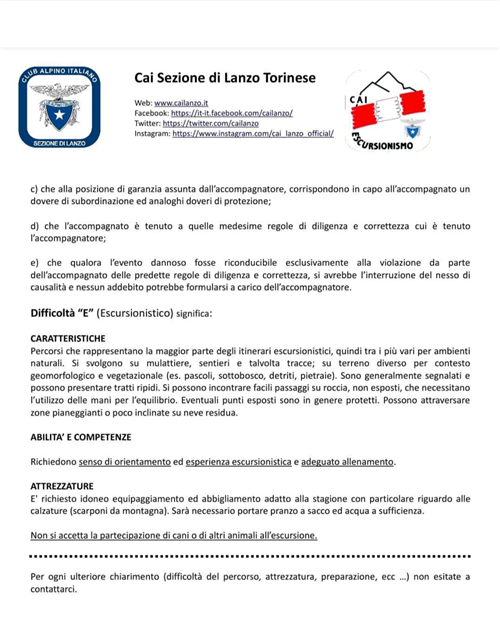 Escursione organizzata dal CAI di Lanzo